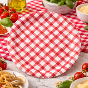Rustic Red Gingham Paper Plates