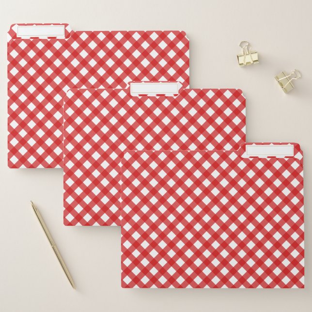 Rustic, Red Gingham Pattern File Folder (Set)