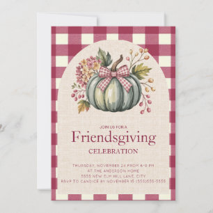 Rustic Red Gingham Teal Pumpkin Friendsgiving