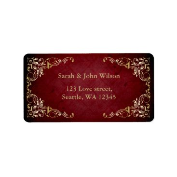 rustic red gold frame label