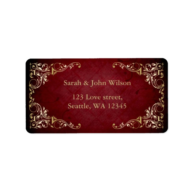 rustic red gold frame label (Front)