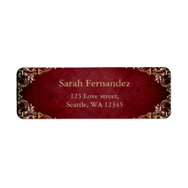 rustic red gold frame label