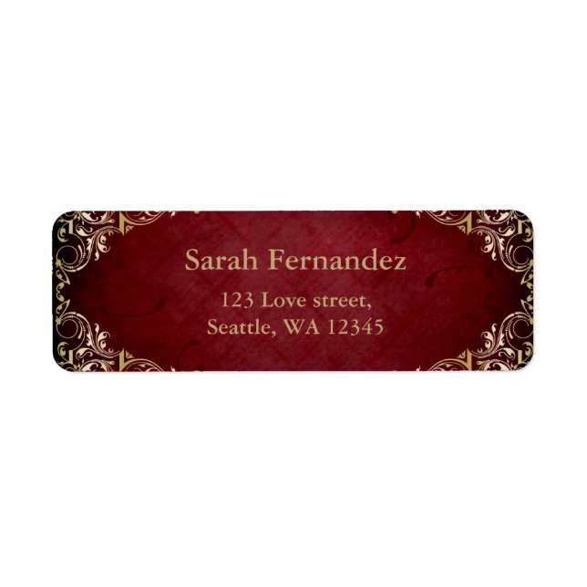 rustic red gold frame label (Front)
