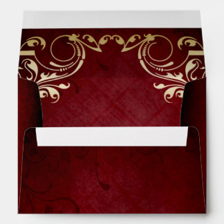 rustic red gold frame wedding envelope
