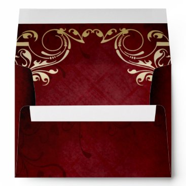 rustic red gold frame wedding envelope