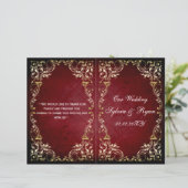 Rustic, red gold regal bookfold Wedding program (Standing Front)