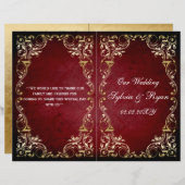 Rustic, red gold regal bookfold Wedding program (Front/Back)