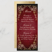 rustic red gold regal wedding menu (Front/Back)