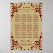 Rustic Red Gold seating plan poster