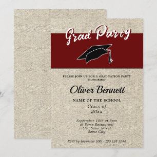 Rustic Red Graduate Cap Graduation Party Invitation