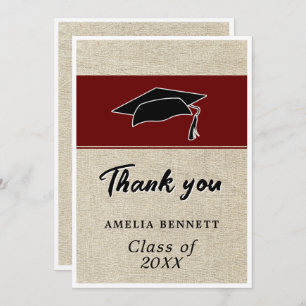 Rustic Red Graduate Cap Graduation Thank You Card