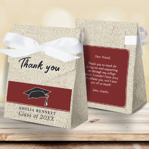 Rustic Red Graduate Cap Graduation Thank you Favor Boxes
