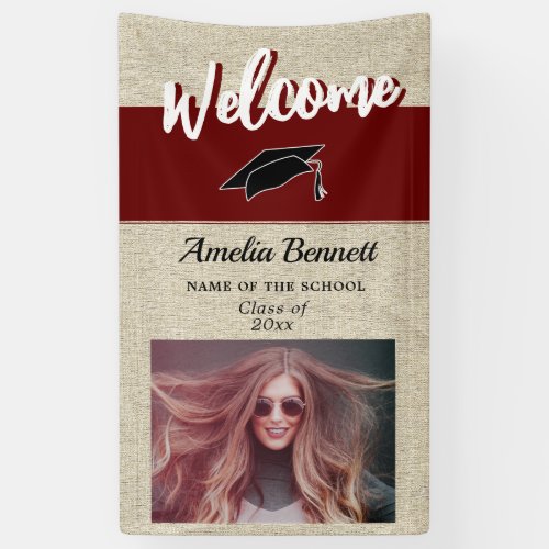 Rustic Red Graduation Party Photo Welcome Banner