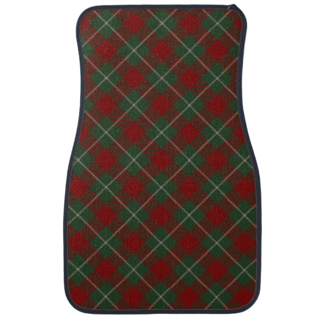 Rustic Red Green and Beige Tartan Plaid Pattern Car Floor Mat (Front)