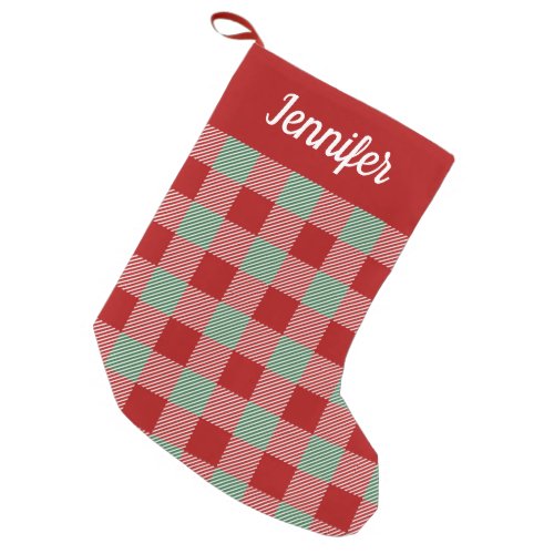 Rustic Red Green Buffalo Plaid Holiday Small Christmas Stocking