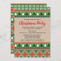 Rustic Red & Green Christmas Ugly Sweater Party Invitation