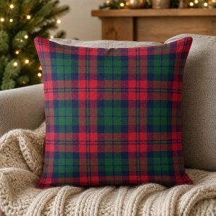 Rustic Red Green Navy Tartan Plaid Christmas Throw Pillow