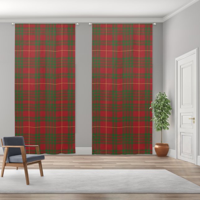 Rustic Red Green Plaid Checkered Tartan Blackout Curtains (Wide)