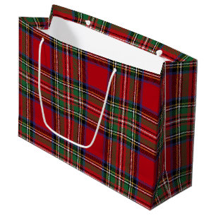 Rustic Red Green Plaid Classic Stewart Tartan Large Gift Bag