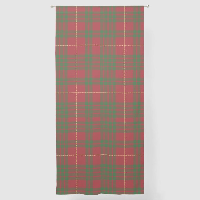 Rustic Red Green Plaid MacTavish Checkered Tartan Sheer Curtains (Front)
