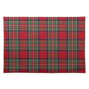Rustic Red Green Plaid Stewart Tartan Cloth Placemat