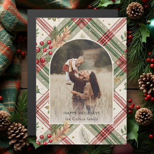 Rustic Red Green Plaid w/Holly Arch 1 Photo