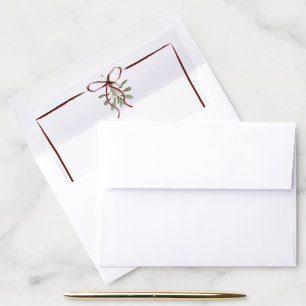 Rustic Red Hand Drawn Bow Winter Wedding Envelope Liner