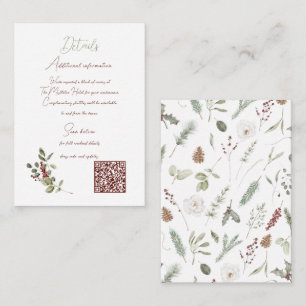 Rustic Red Hand Lettered Winter Wedding Details Enclosure Card