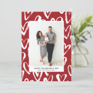 Rustic Red Hearts Pattern Happy Valentine's Day Holiday Card