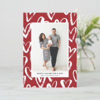 Rustic Red Hearts Pattern Happy Valentine's Day