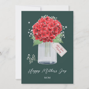 Rustic Red Hydrangea Flower Happy Mother's Day Card