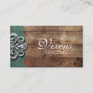 Rustic Red Lace Lingerie Store Business Card