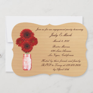 Rustic Red Mason Jar Engagement Party Invite