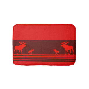Rustic red moose memory foam bath mat