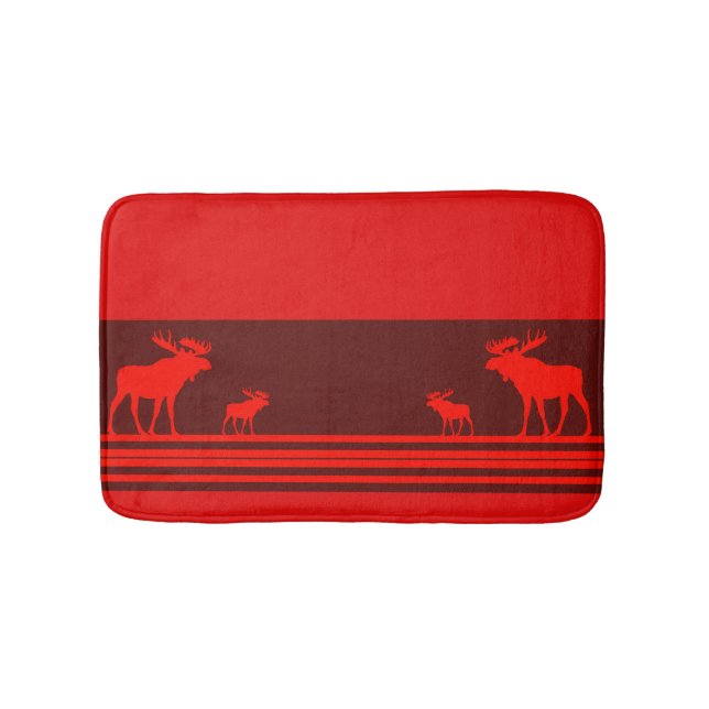 Rustic red moose memory foam bath mat (Front)