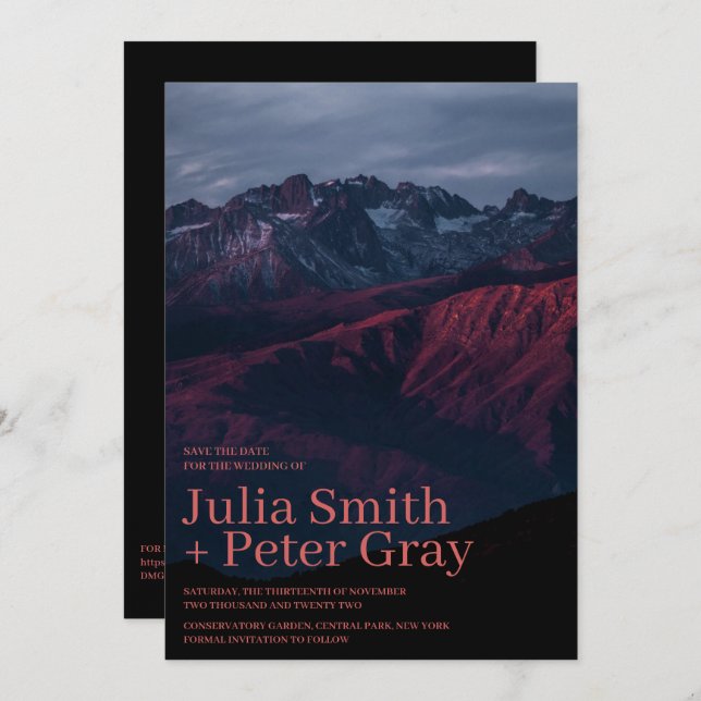 Rustic Red Mountains Save The Date Invitation (Front/Back)