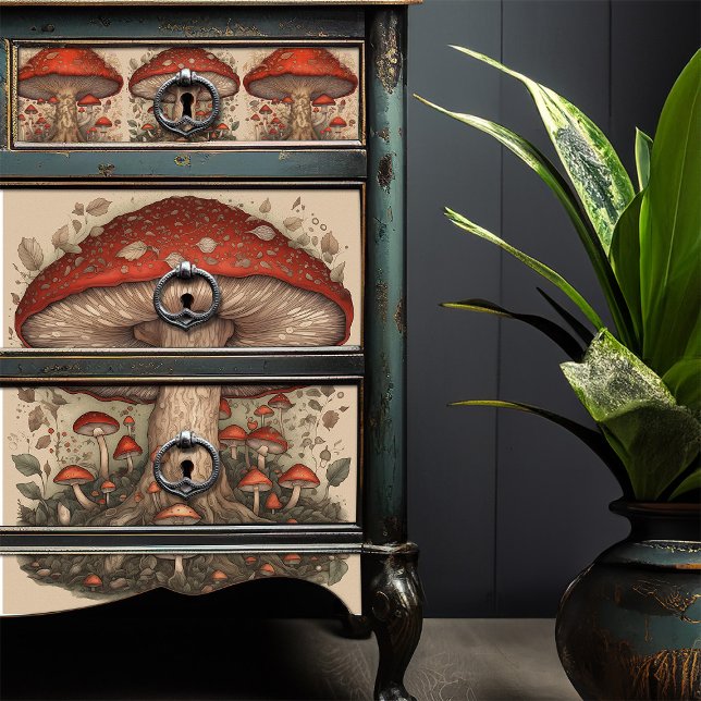 Rustic Red Mushroom Folk Art Decoupage Crafting Tissue Paper (Creator Uploaded)