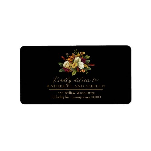 Rustic Red  Orange Floral Bouquet RSVP Address La Label