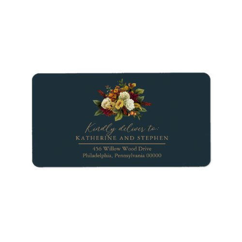 Rustic Red  Orange Floral Bouquet RSVP Address  Label