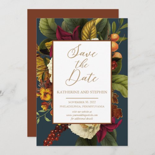 Rustic Red  Orange Floral Bouquet Rust Save The Date