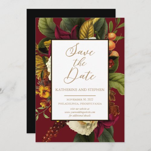 Rustic Red  Orange Floral Bouquet Save The Date
