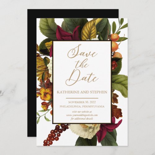 Rustic Red  Orange Floral Bouquet Save the Date