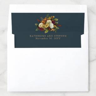 Rustic Red Orange Floral Bouquet Wedding Envelope Liner
