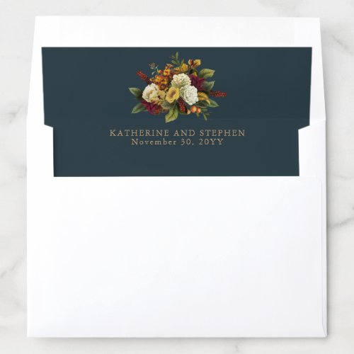 Rustic Red  Orange Floral Bouquet Wedding Envelope Liner