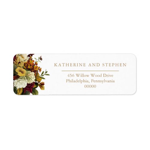 Rustic Red  Orange Floral Bouquet Wedding Label