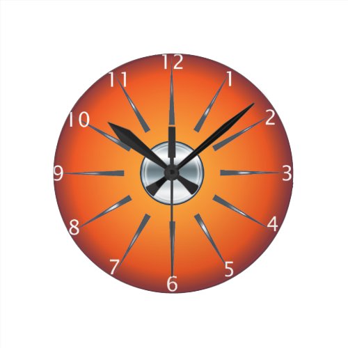 Rustic Red Orange Wall Clock