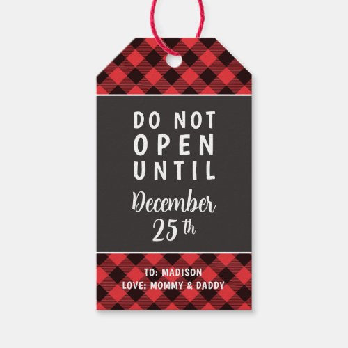 Rustic Red Paid Do Not Open Until Christmas Gift Tags