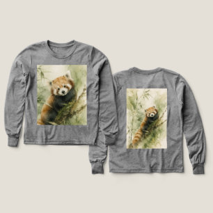 Rustic Red Panda Charm Tri-Blend Shirts