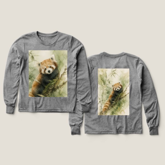Rustic Red Panda Charm Tri-Blend Shirts (Design Front & Back)