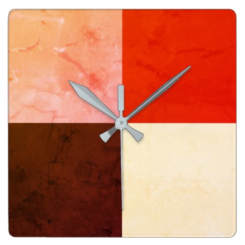Rustic Red Pink Brown Ivory Square Wall Clock
